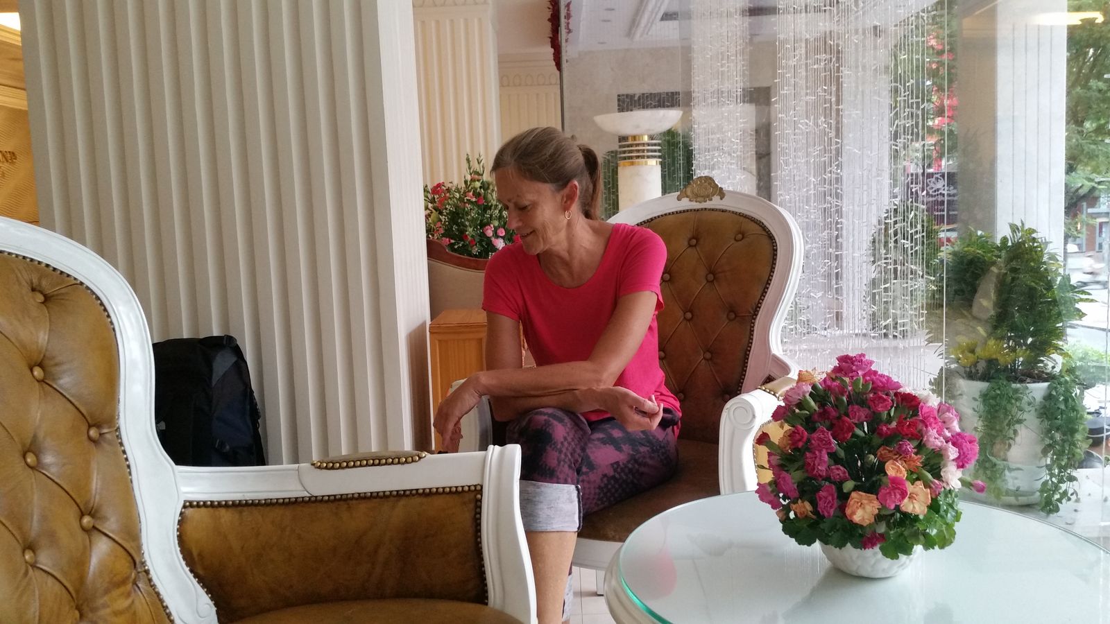 Vietnam2014-914.jpg - Vi venter på opsamling til lufthavnen på Silverland Hotel efter vores tur ud i Mekong deltaet